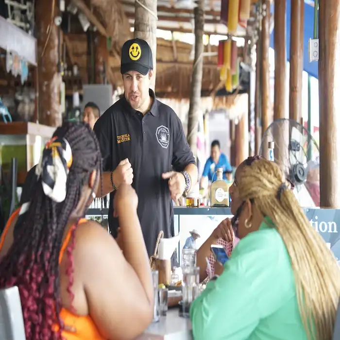 Tequila Master at the lighthouse restaurant in a tequila-tasting demonstration